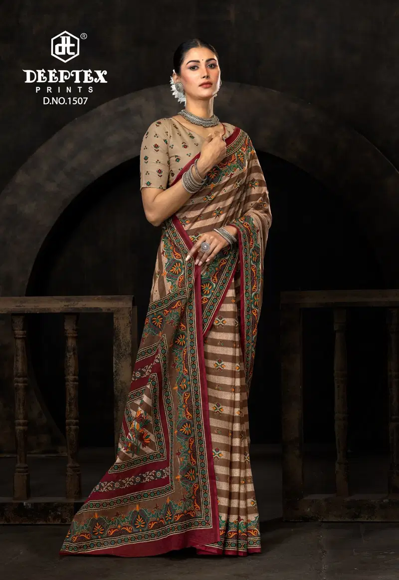 Prime Time Vol 15 By Deeptex Cotton Printed Daily Wear Saree Exporters In India